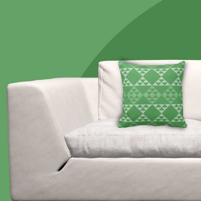Shades And Green  Triangle Pattern Throw Pillow (Creator Uploaded)