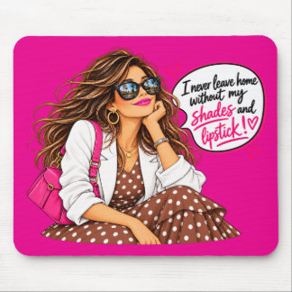 Shades and Lipstick Travel Inspired Mouse Mat