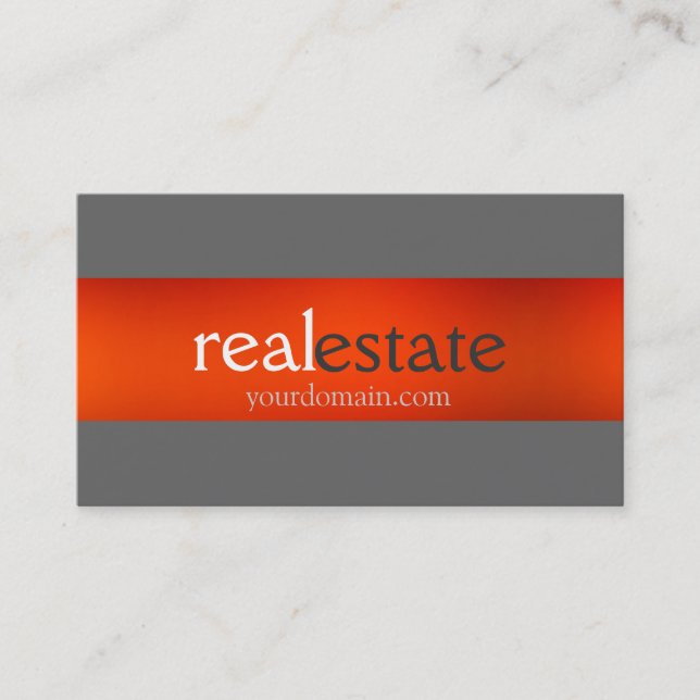 Shades Grey Orange Real Estate Agent Business Card (Front)