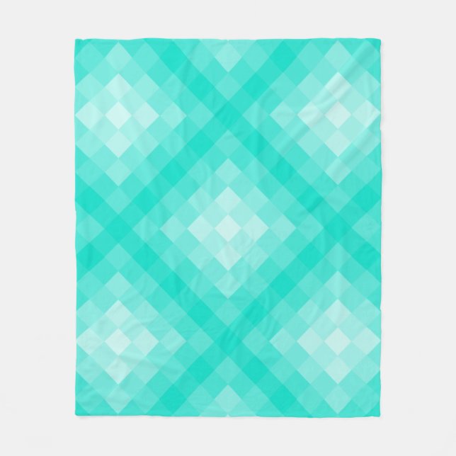 Shades in Turquoise Pixelated Repeat Pattern Fleece Blanket (Front)
