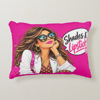 Shades & Lipstick Hot Pink Pop Art Accent Cushion