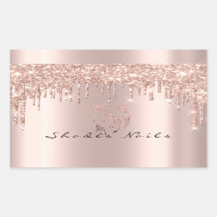 Shades Nails Packaging Rose Gold Glitter Spark1 Rectangular Sticker