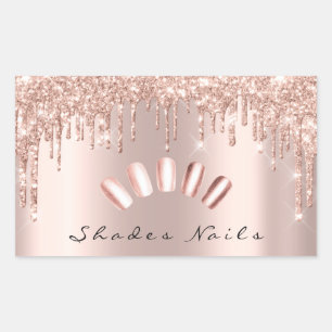 Shades Nails Packaging Rose Gold Glitter Spark Rectangular Sticker