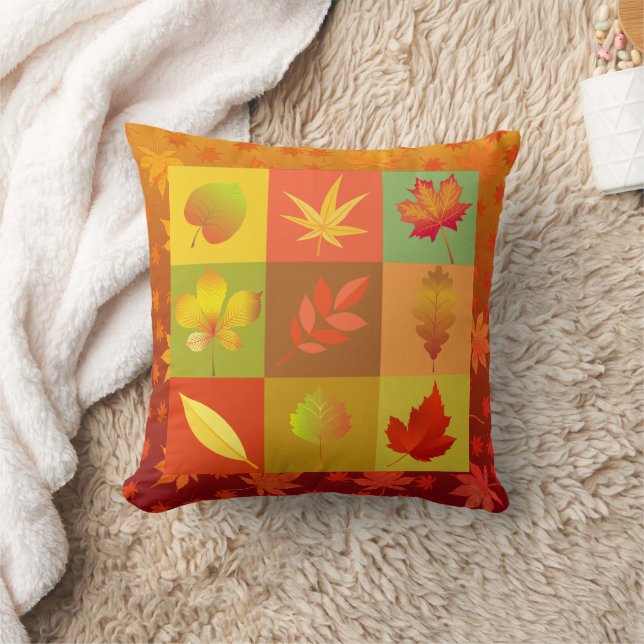 Shades of Autumn Fall Maple Leaves Cushion (Blanket)