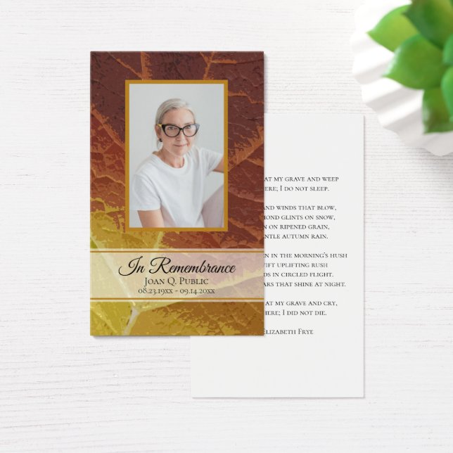 Shades of Autumn Funeral Service Memorial Prayer (Desk)