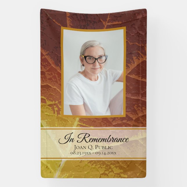Shades of Autumn Leaf Celebration of Life Funeral Banner (Vertical)
