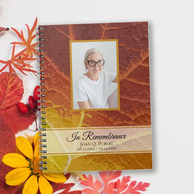 Shades of Autumn Leaf Funeral Memorial Guest Book (Creator Uploaded)