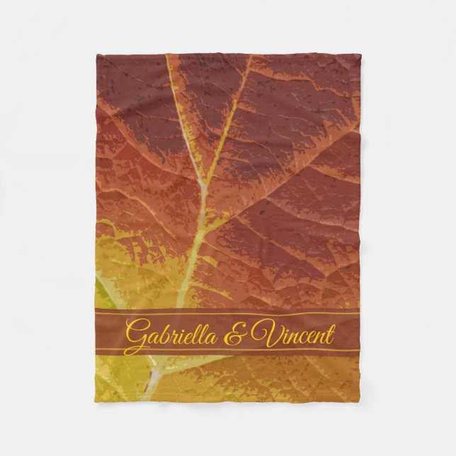 Shades of Autumn Leaf Wedding Fleece Blanket (Front)