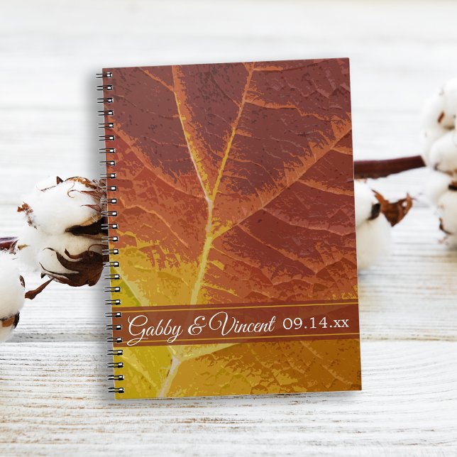 Shades of Autumn Leaf Wedding Notebook (The Shades of Autumn Leaf Notebook can be an advice book or guest book for your Fall wedding.)