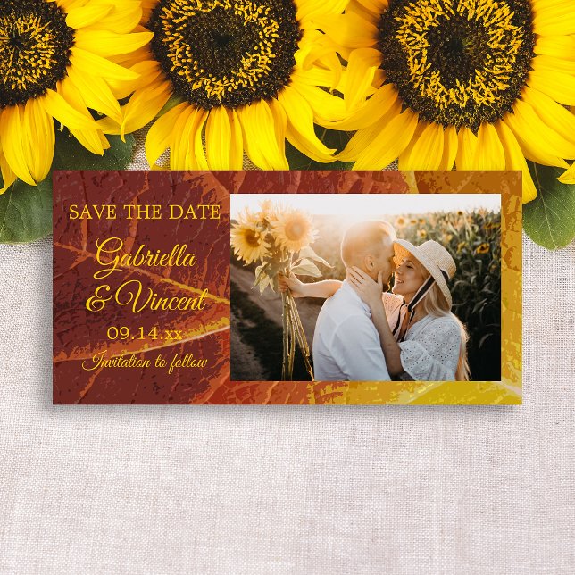 Shades of Autumn Leaf Wedding Save the Date (Set the tone for your Fall wedding with the Shades of Autumn Leaf Save the Date Photo Card.)
