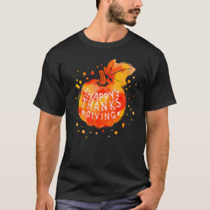 Shades Of Autumn Orange Pumpkin Happy Thanksgiving T-Shirt