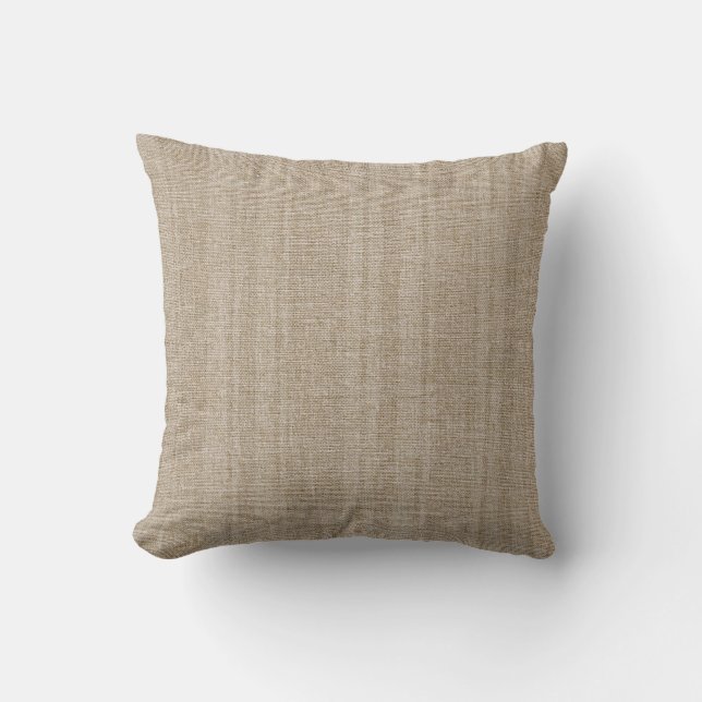 Shades Of Beige Linen Burlap Look-Stripes Pattern Cushion (Front)