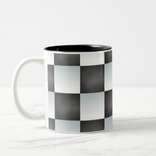 Shades of Black and White Chessboard Two-Tone Coffee Mug