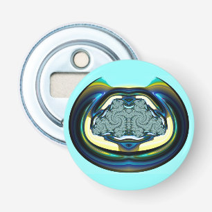 Shades of Black Aqua Blue and Yellow 3D Fractal ~ Bottle Opener