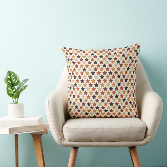 SHADES OF BLACK BROWN TAN FALL STAR PATTERN CUSHION (Chair)