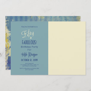 Shades Of Blue 50 & FABULOUS Birthday Party Photo Invitation
