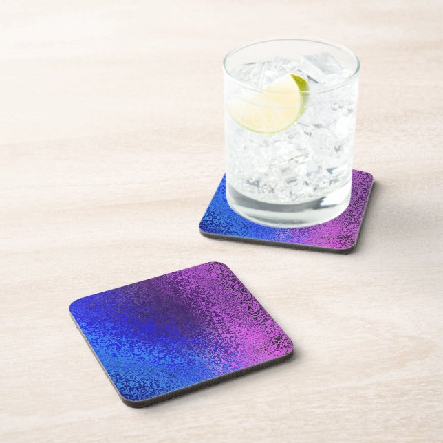 Shades of Blue and Purple Abstract Cork Coaster (Right Side)