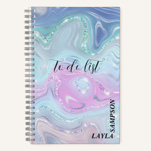 Shades of Blue and Purple Swirls with Glitter  Notebook