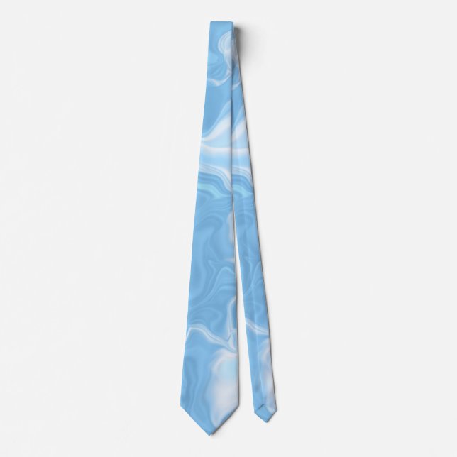 Shades of Blue and White Waves Tie (Front)