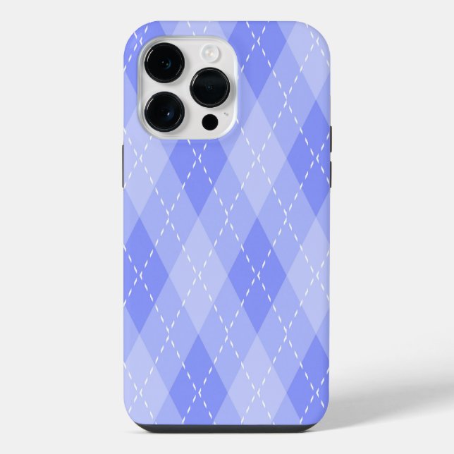 SHADES OF BLUE ARGYLE DIAMOND PATTERNS iPhone CASE (Back)