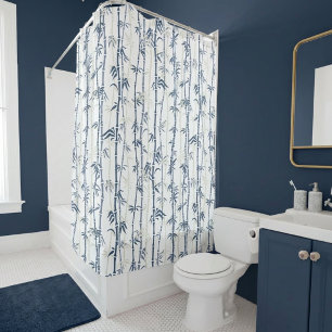 Shades of Blue Bamboo Pattern Shower Curtain