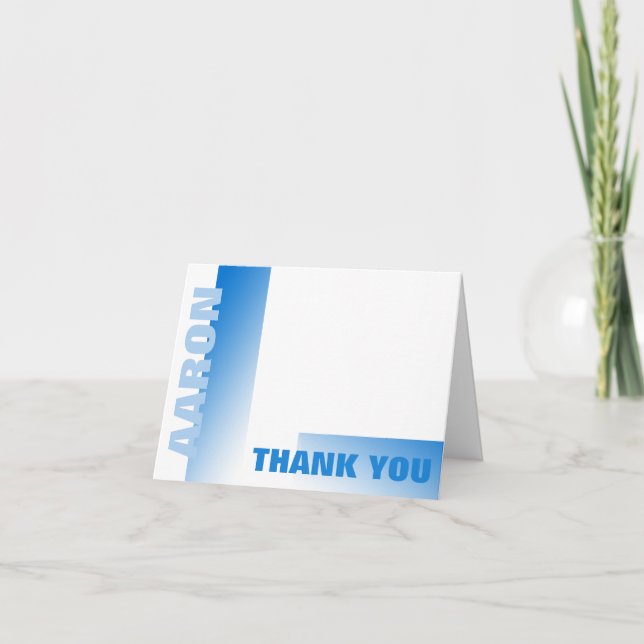 Shades of Blue Bar Mitzvah Thank You Card (Front)