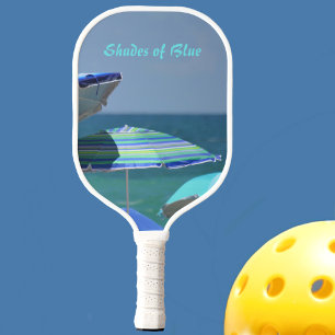 Shades of Blue Beach Umbrellas Customizable Pickleball Paddle