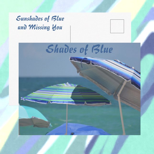 Shades of Blue Beach Umbrellas Postcard (Creator Uploaded)
