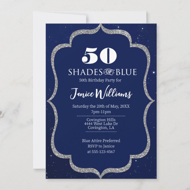 Shades of Blue Birthday Invitation (Front)
