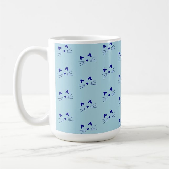 SHADES OF BLUE CAT WHISKERS AND EARS COFFEE MUG (Left)