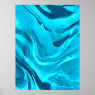 Shades Of Blue Colourful Marble Poster