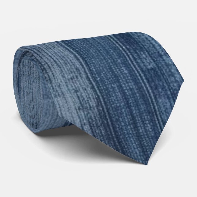 Shades of Blue Denim Stripe Neck Tie (Rolled)