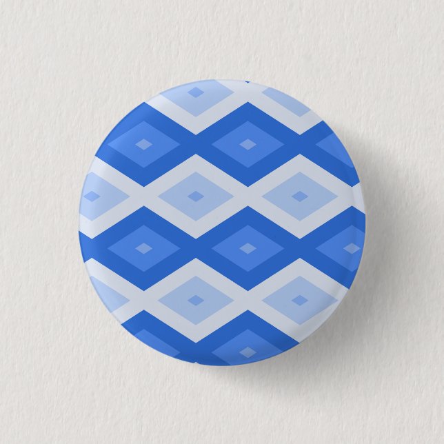 Shades of blue diamond pattern 3 cm round badge (Front)