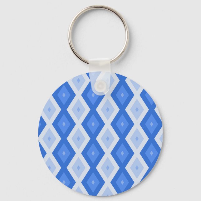 Shades of blue diamond pattern key ring (Front)
