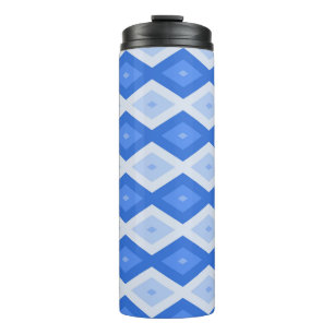 Shades of blue diamond pattern thermal tumbler