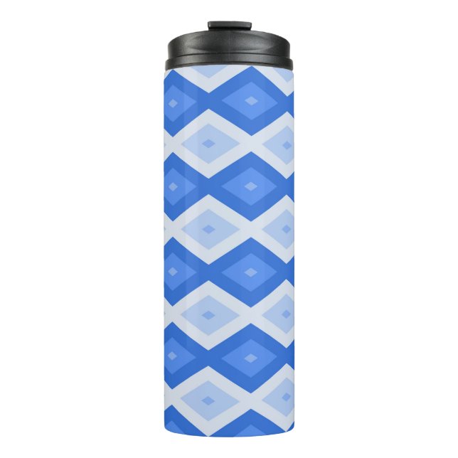 Shades of blue diamond pattern thermal tumbler (Front)
