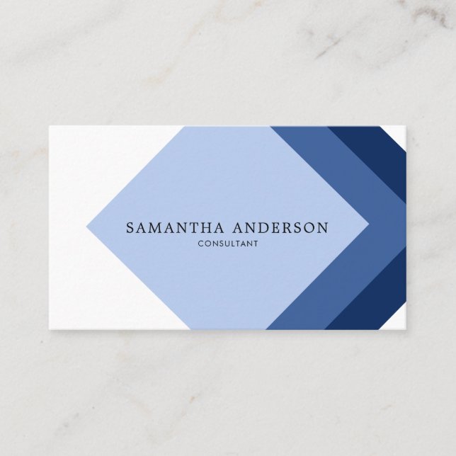 Shades of Blue Diamonds Simple Modern Business Card (Front)