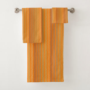 Shades of Blue Dots with Vivid Orange Background Bath Towel Set