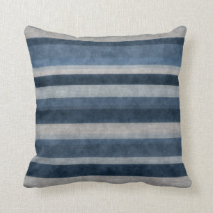 Shades of Blue Faux Corduroy Striped Pattern Cushion