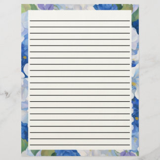 Shades of Blue Florals Custom Letterhead