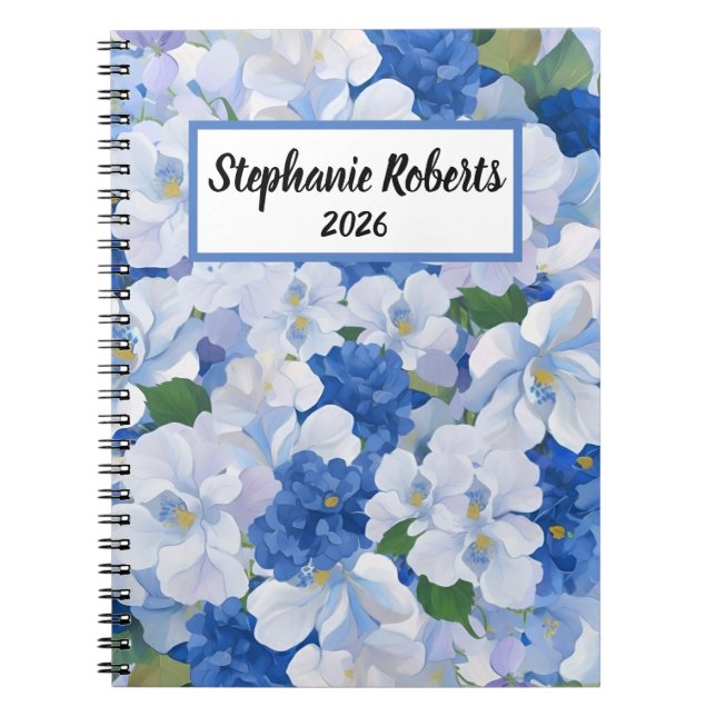 Shades of Blue Florals Notebook (Front)