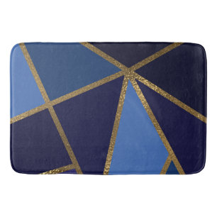 Shades of Blue & Gold Bronze Geometric Chic Bath M Mat