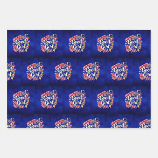 Shades of Blue Good Girl Morally Grey Wrapping  Wrapping Paper Sheet