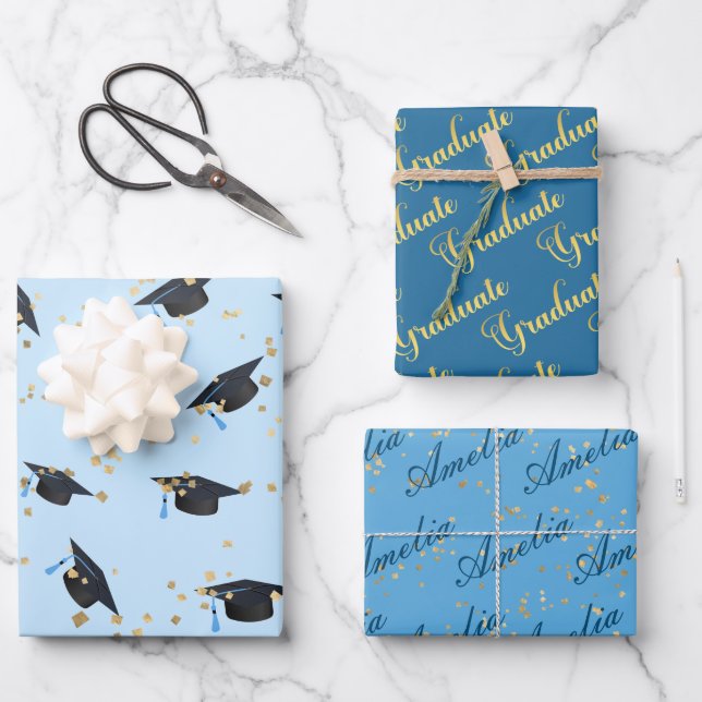 Shades of Blue - Graduate Patterns  Wrapping Paper Sheet (Front)
