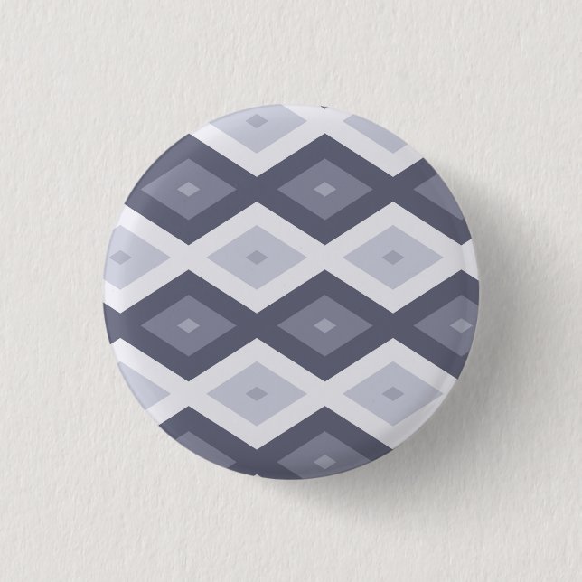 Shades of blue grey diamond pattern 3 cm round badge (Front)