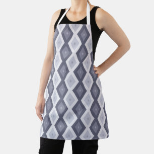 Shades of blue grey diamond pattern apron