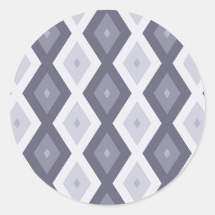 Shades of blue grey diamond pattern classic round sticker