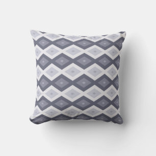 Shades of blue grey diamond pattern cushion