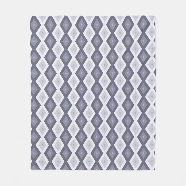 Shades of blue grey diamond pattern fleece blanket (Front)