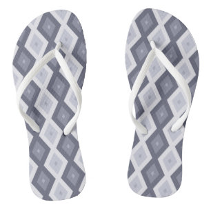 Shades of blue grey diamond pattern flip flops